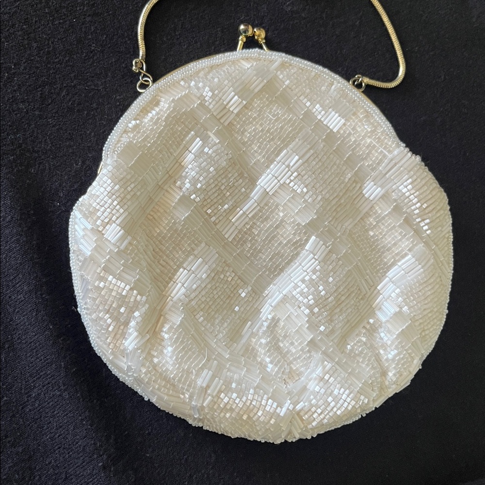 Vintage Goldco Elegant White Beaded Women's Bag